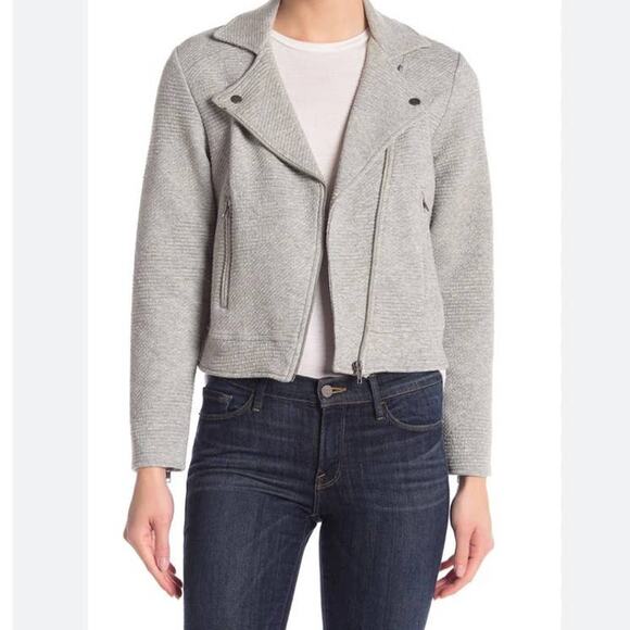 Cupcakes and Cashmere Womens size XS Wesley Moto Ribbed Gray Asymmetrical Jacket - Picture 2 of 13